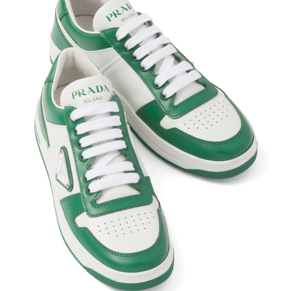 Prada Emerald and White Leather Sneakers - Picture 5 of 6